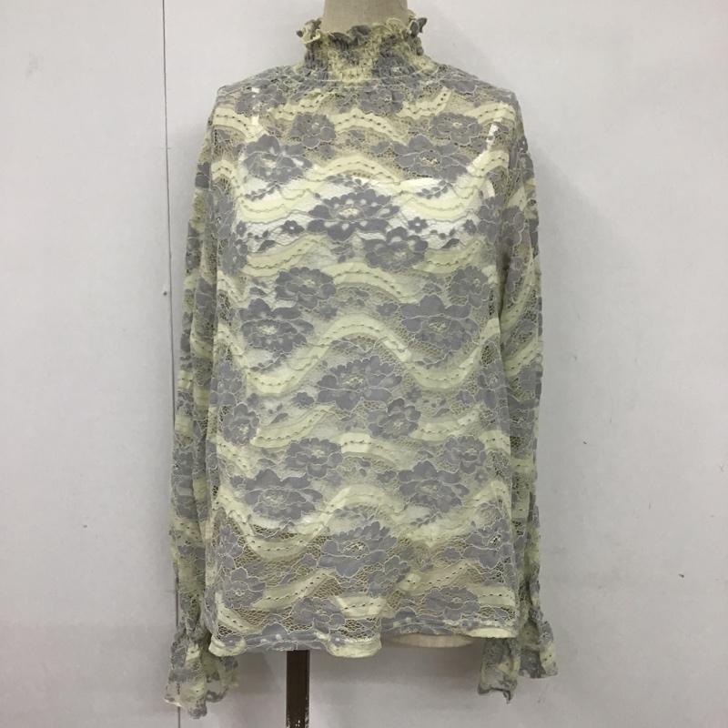 フリーズマート FREE'S MART カットソー 長袖 131-9110003 配色レースハイネックブラウス FREE レース柄 アイボリー / アイボリー / X 灰 / グレー /  レディース USED 古着 中古 10091610