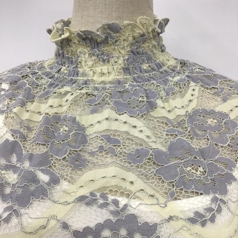 フリーズマート FREE'S MART カットソー 長袖 131-9110003 配色レースハイネックブラウス FREE レース柄 アイボリー / アイボリー / X 灰 / グレー /  レディース USED 古着 中古 10091610