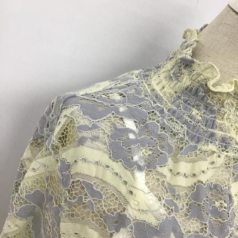 フリーズマート FREE'S MART カットソー 長袖 131-9110003 配色レースハイネックブラウス FREE レース柄 アイボリー / アイボリー / X 灰 / グレー /  レディース USED 古着 中古 10091610