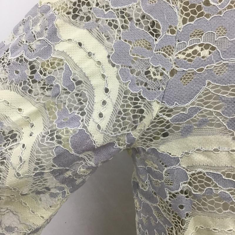 フリーズマート FREE'S MART カットソー 長袖 131-9110003 配色レースハイネックブラウス FREE レース柄 アイボリー / アイボリー / X 灰 / グレー /  レディース USED 古着 中古 10091610