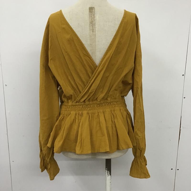 レイビームス Ray BEAMS カットソー 長袖 63-11-0297-690 ウエストリボン パフスリーブ ブラウス 無地 マスタード / マスタード /  レディース USED 古着 中古 10091614
