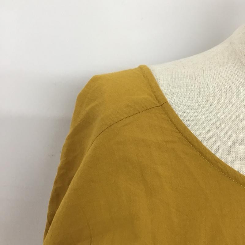 レイビームス Ray BEAMS カットソー 長袖 63-11-0297-690 ウエストリボン パフスリーブ ブラウス 無地 マスタード / マスタード /  レディース USED 古着 中古 10091614