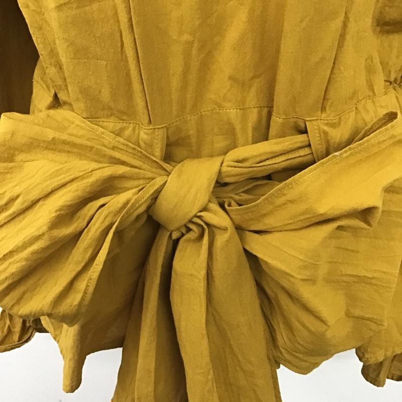 レイビームス Ray BEAMS カットソー 長袖 63-11-0297-690 ウエストリボン パフスリーブ ブラウス 無地 マスタード / マスタード /  レディース USED 古着 中古 10091614