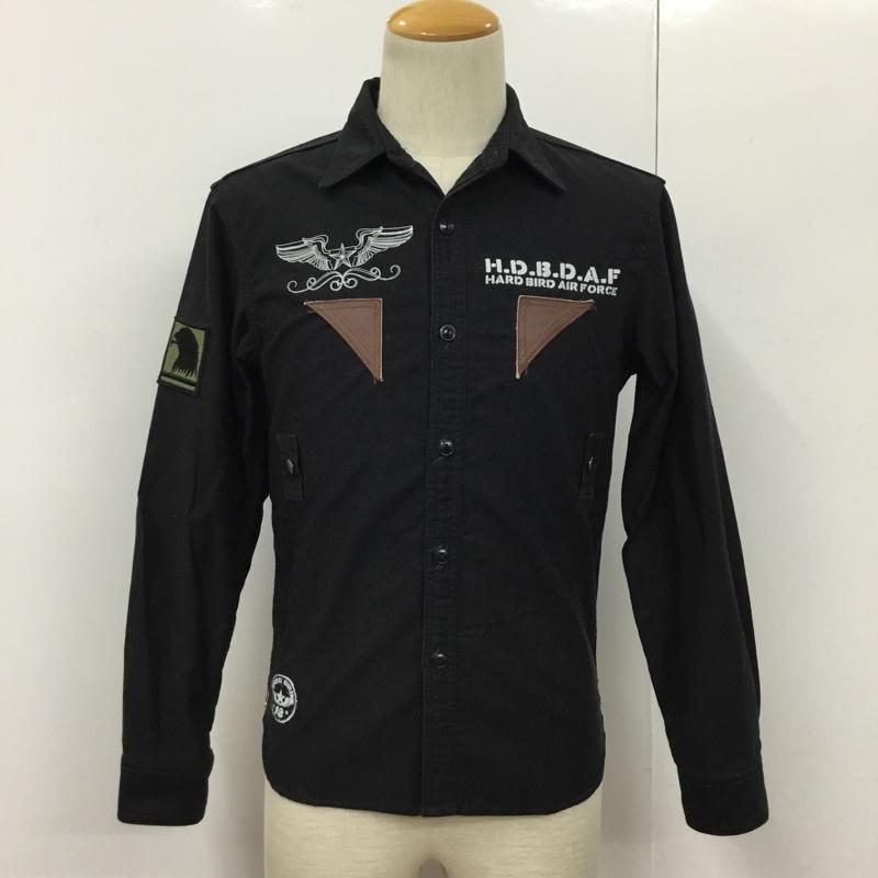 フラットヘッド The Flat Head シャツ、ブラウス 長袖 LOT-HMS-01W HARD BIRD ワークシャツ ミリタリー 36 ロゴ、文字 黒 / ブラック /  メンズ USED 古着 中古 10091684