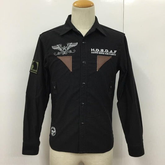 フラットヘッド The Flat Head シャツ、ブラウス 長袖 LOT-HMS-01W HARD BIRD ワークシャツ ミリタリー 36 ロゴ、文字 黒 / ブラック /  メンズ USED 古着 中古 10091684