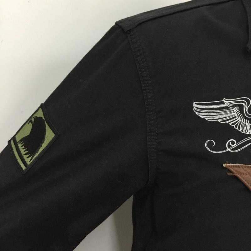 フラットヘッド The Flat Head シャツ、ブラウス 長袖 LOT-HMS-01W HARD BIRD ワークシャツ ミリタリー 36 ロゴ、文字 黒 / ブラック /  メンズ USED 古着 中古 10091684