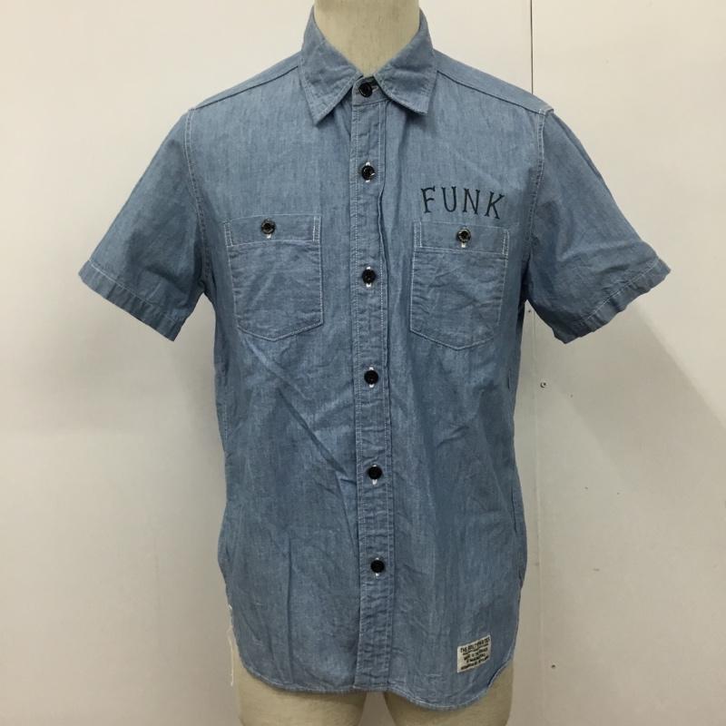 ギルティーパーティーズ GUILTYPARTIES シャツ、ブラウス 半袖 WACKOMARIA FUNK シャンブレー S ロゴ、文字 青 / ブルー /  メンズ USED 古着 中古 10091697