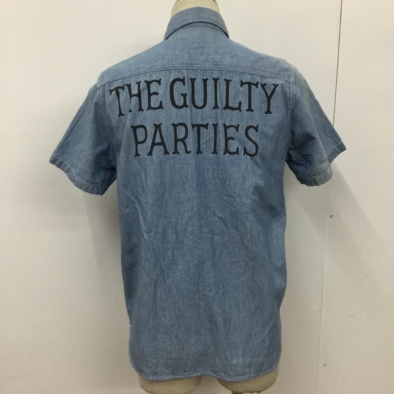 ギルティーパーティーズ GUILTYPARTIES シャツ、ブラウス 半袖 WACKOMARIA FUNK シャンブレー S ロゴ、文字 青 / ブルー /  メンズ USED 古着 中古 10091697