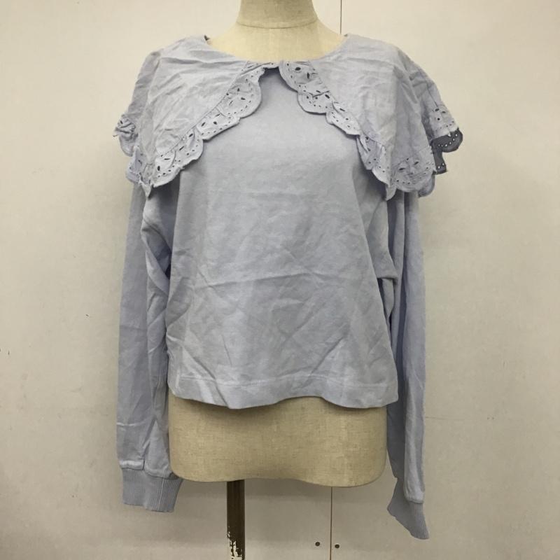 ザラ ZARA カットソー 長袖 1044 156 403 襟付き ビッグカラー M 無地 水色 / ライトブルー /  レディース USED 古着 中古 10091763