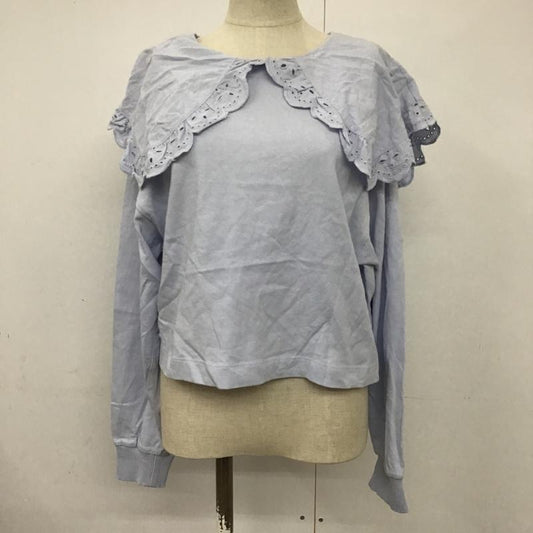 ザラ ZARA カットソー 長袖 1044 156 403 襟付き ビッグカラー M 無地 水色 / ライトブルー /  レディース USED 古着 中古 10091763