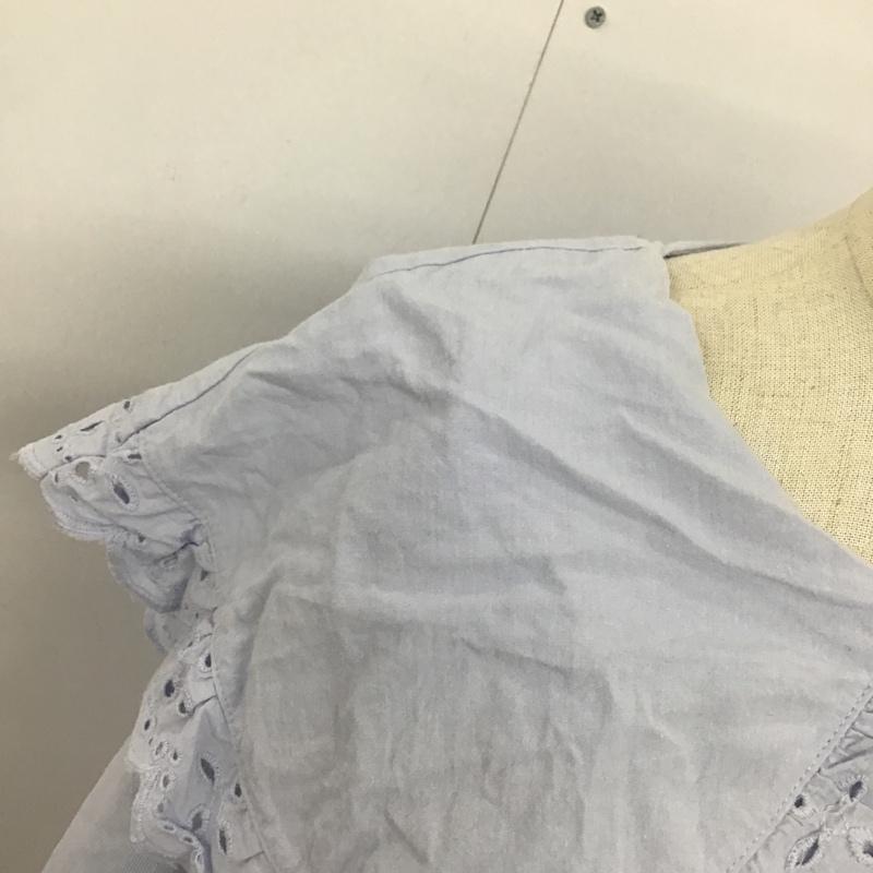ザラ ZARA カットソー 長袖 1044 156 403 襟付き ビッグカラー M 無地 水色 / ライトブルー /  レディース USED 古着 中古 10091763
