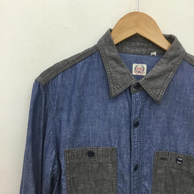 フラットヘッド The Flat Head シャツ、ブラウス 長袖 バイカラー　シャンブレー　デニム 40 灰 / グレー / X インディゴ / インディゴ /  メンズ USED 古着 中古 10091840