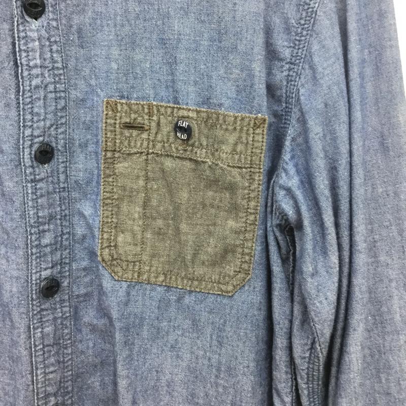 フラットヘッド The Flat Head シャツ、ブラウス 長袖 バイカラー　シャンブレー　デニム 40 灰 / グレー / X インディゴ / インディゴ /  メンズ USED 古着 中古 10091840