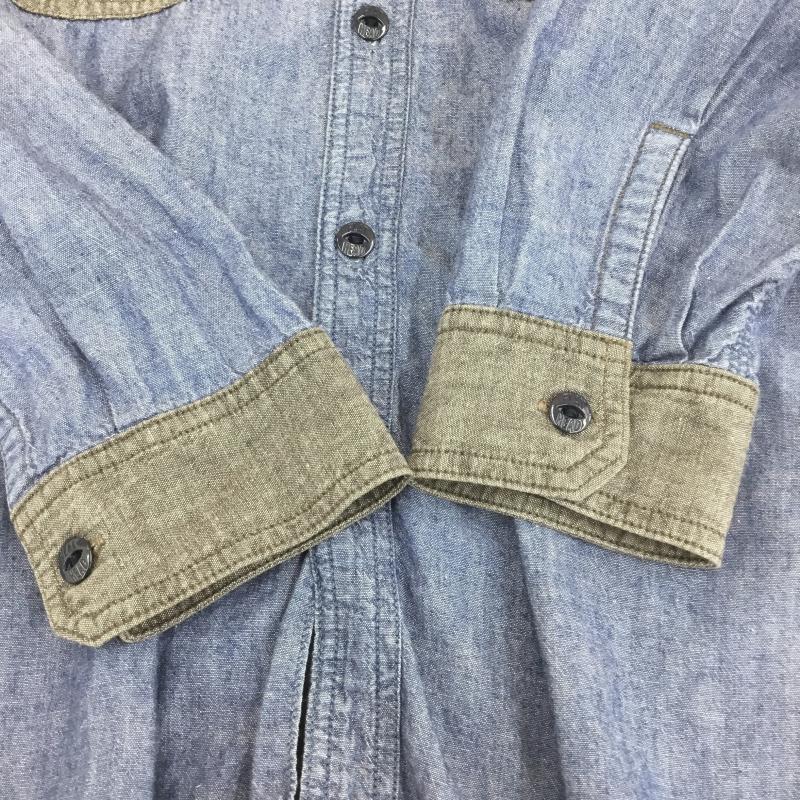 フラットヘッド The Flat Head シャツ、ブラウス 長袖 バイカラー　シャンブレー　デニム 40 灰 / グレー / X インディゴ / インディゴ /  メンズ USED 古着 中古 10091840
