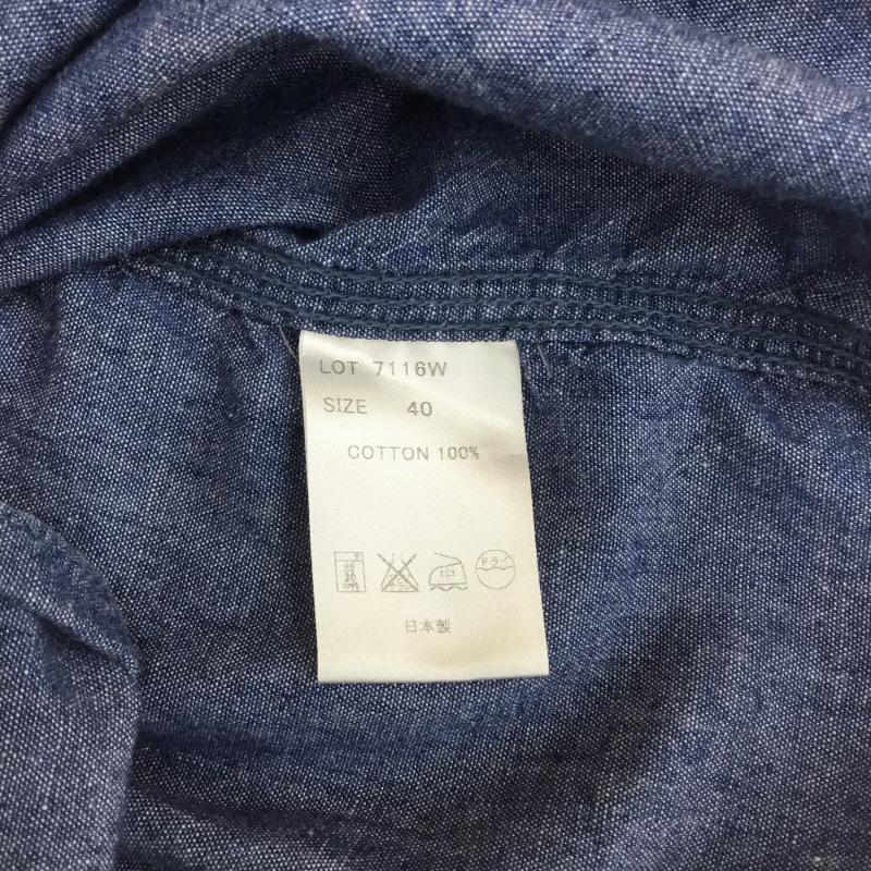 フラットヘッド The Flat Head シャツ、ブラウス 長袖 バイカラー　シャンブレー　デニム 40 灰 / グレー / X インディゴ / インディゴ /  メンズ USED 古着 中古 10091840