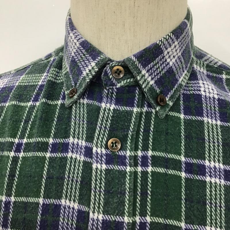 古着 USED シャツ、ブラウス 長袖 ボタンダウン チェック 緑 / グリーン / X 白 / ホワイト / X 紺 / ネイビー /  メンズ USED 古着 中古 10091917