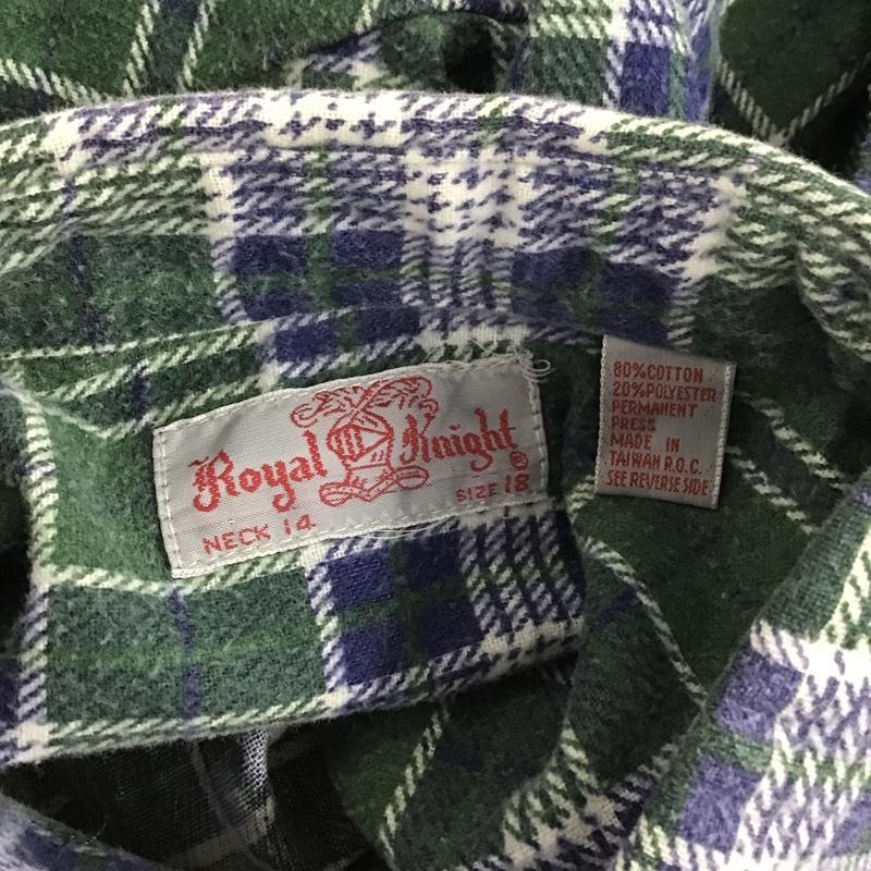 古着 USED シャツ、ブラウス 長袖 ボタンダウン チェック 緑 / グリーン / X 白 / ホワイト / X 紺 / ネイビー /  メンズ USED 古着 中古 10091917