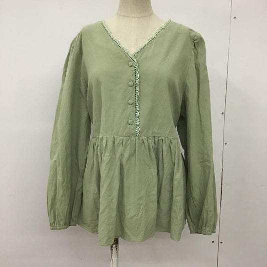 古着 USED カットソー 長袖 09WOMEN Vネック 0 無地 薄緑 / ライトグリーン /  レディース USED 古着 中古 10091942