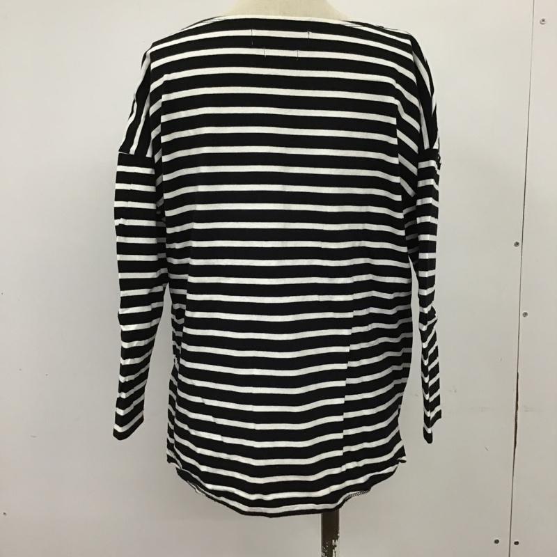 センスオブプレイス SENSEOFPLACE カットソー 長袖 AA84-21A017 ボーダークルーネックロンＴ FREE ボーダー柄 白 / ホワイト / X 黒 / ブラック /  レディース USED 古着 中古 10092070