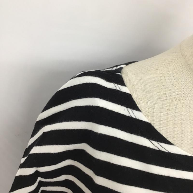 センスオブプレイス SENSEOFPLACE カットソー 長袖 AA84-21A017 ボーダークルーネックロンＴ FREE ボーダー柄 白 / ホワイト / X 黒 / ブラック /  レディース USED 古着 中古 10092070