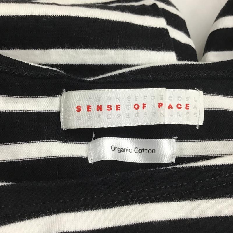 センスオブプレイス SENSEOFPLACE カットソー 長袖 AA84-21A017 ボーダークルーネックロンＴ FREE ボーダー柄 白 / ホワイト / X 黒 / ブラック /  レディース USED 古着 中古 10092070