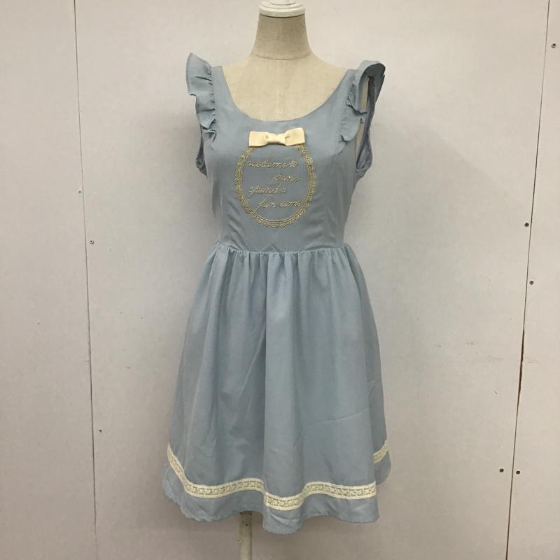 アンクルージュ ANKROUGE ワンピース ひざ丈スカート ノースリーブワンピース フリルワンピース M 無地 X 刺繍 水色 / ライトブルー /  レディース USED 古着 中古 10092221