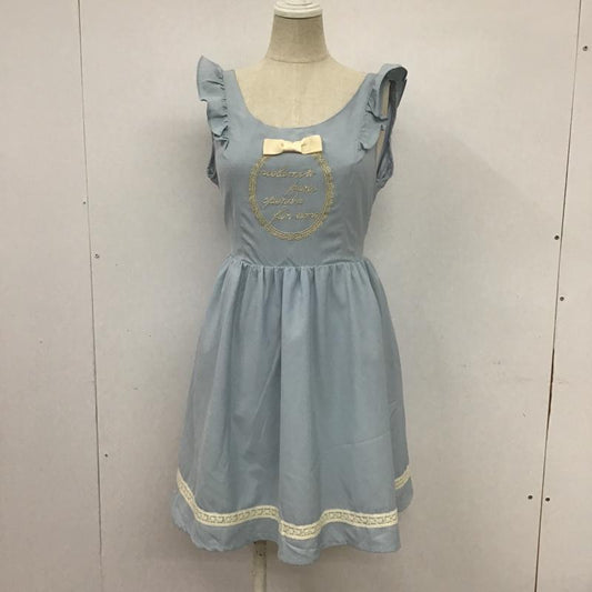 アンクルージュ ANKROUGE ワンピース ひざ丈スカート ノースリーブワンピース フリルワンピース M 無地 X 刺繍 水色 / ライトブルー /  レディース USED 古着 中古 10092221
