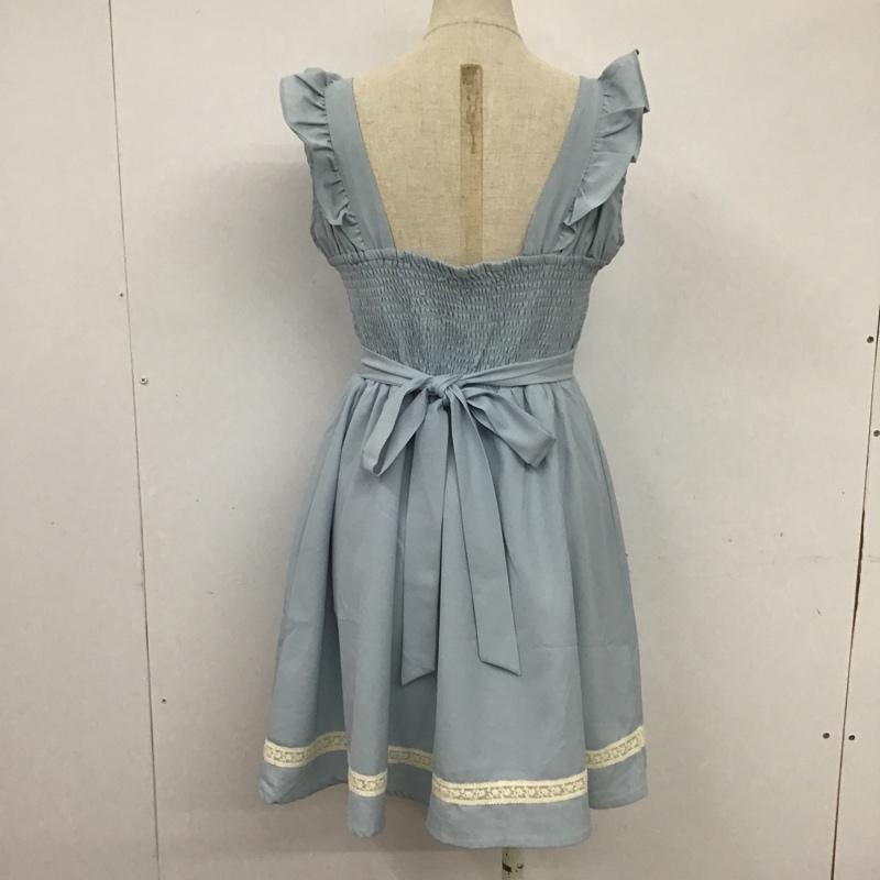 アンクルージュ ANKROUGE ワンピース ひざ丈スカート ノースリーブワンピース フリルワンピース M 無地 X 刺繍 水色 / ライトブルー /  レディース USED 古着 中古 10092221