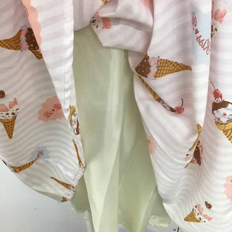 アンクルージュ ANKROUGE ワンピース ひざ丈スカート ノースリーブワンピース 総柄ワンピース フリル襟 ミニスカート ストライプワンピース M ストライプ X 総柄 マルチカラー / マルチカラー /  レディース USED 古着 中古 10092228