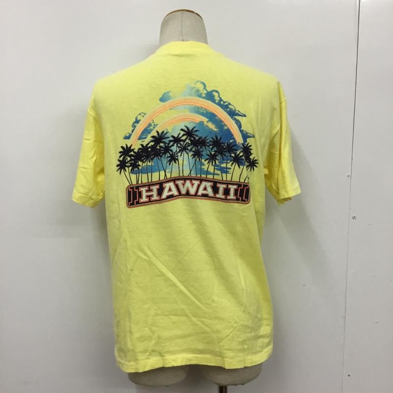 ヘインズ HANES Tシャツ 半袖 バックプリント HAWAII L ロゴ、文字 黄 / イエロー /  メンズ USED 古着 中古 10092250