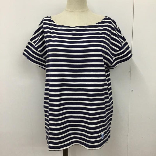 オーシバル ORCIVAL カットソー 半袖 RC-6829 ボートネックドロップショルダー ボーダーカットソー FREE ボーダー柄 白 / ホワイト / X 紺 / ネイビー /  レディース USED 古着 中古 10092258