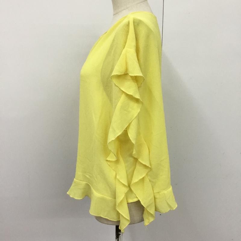 ザラウーマン ZARA WOMAN カットソー 半袖 ノースリーブカットソー フリルカットソー M 無地 黄 / イエロー /  レディース USED 古着 中古 10092259
