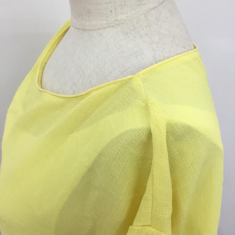 ザラウーマン ZARA WOMAN カットソー 半袖 ノースリーブカットソー フリルカットソー M 無地 黄 / イエロー /  レディース USED 古着 中古 10092259