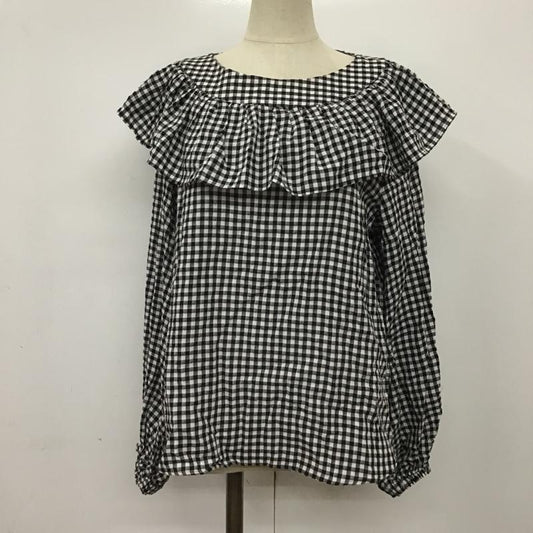 ザラウーマン ZARA WOMAN カットソー 長袖 ギンガムチェックカットソー セーラーカラー BIG襟 フリル S 総柄 X チェック 白 / ホワイト / X 黒 / ブラック /  レディース USED 古着 中古 10092318