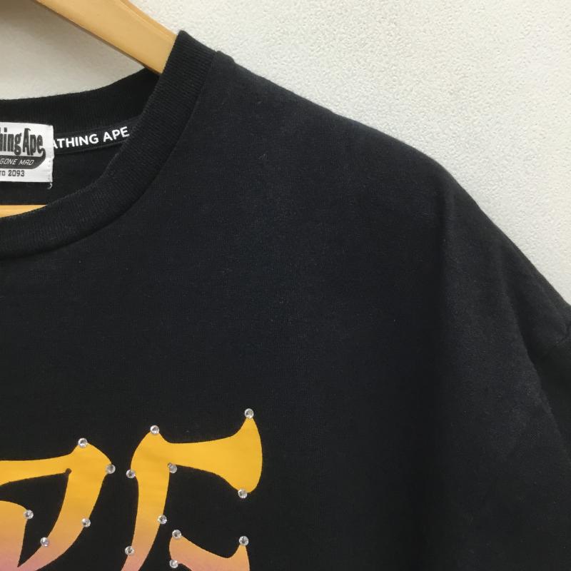 アベイシングエイプ A BATHING APE Tシャツ 半袖 FREE ロゴ、文字 黒 / ブラック /  メンズ USED 古着 中古 10092844