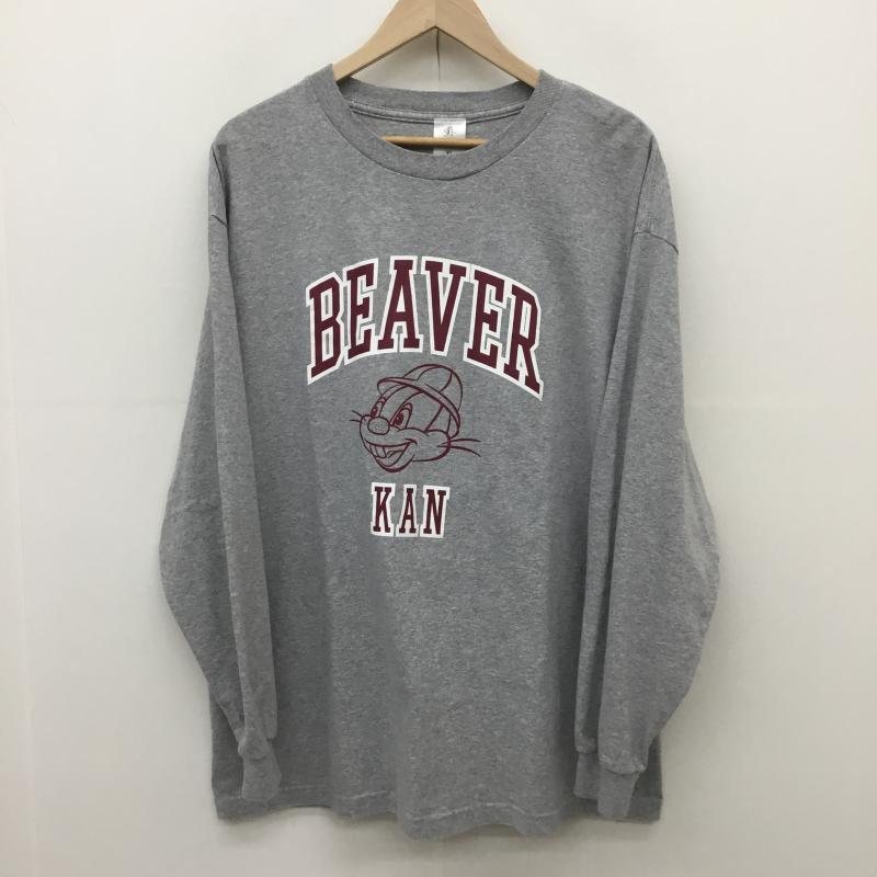 ビーバー BEAVER Tシャツ 長袖 KAN カン XL ロゴ、文字 灰 / グレー /  メンズ USED 古着 中古 10092849