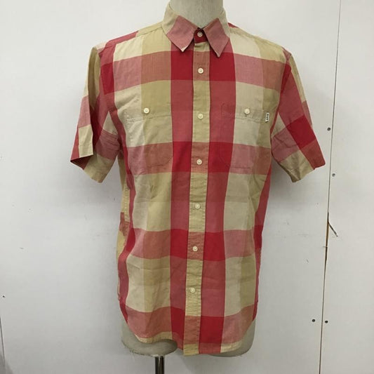 ハフ HUF シャツ、ブラウス 半袖 胸ポケット M チェック ベージュ / ベージュ / X 桃 / ピンク /  メンズ USED 古着 中古 10092891