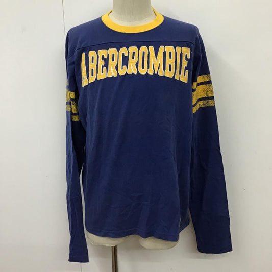 アバクロンビーアンドフィッチ ABERCROMBIE&FITCH Tシャツ 長袖 クルーネック L ロゴ、文字 青 / ブルー / X 黄 / イエロー /  メンズ USED 古着 中古 10092920