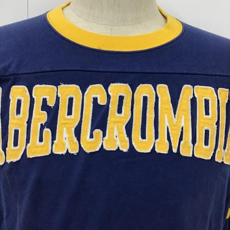 アバクロンビーアンドフィッチ ABERCROMBIE&FITCH Tシャツ 長袖 クルーネック L ロゴ、文字 青 / ブルー / X 黄 / イエロー /  メンズ USED 古着 中古 10092920