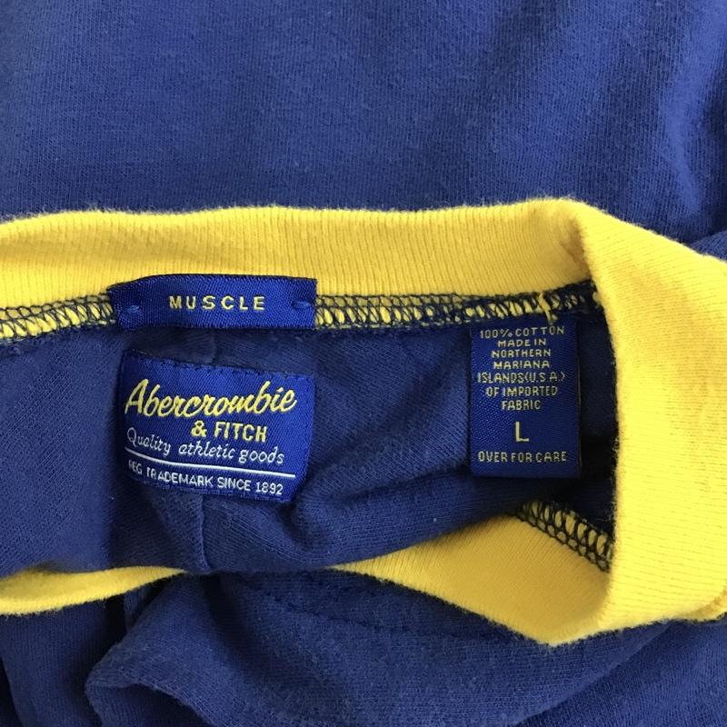 アバクロンビーアンドフィッチ ABERCROMBIE&FITCH Tシャツ 長袖 クルーネック L ロゴ、文字 青 / ブルー / X 黄 / イエロー /  メンズ USED 古着 中古 10092920