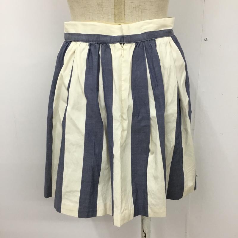 メゾンキツネ MAISON KITSUNE スカート ミニスカート ストライプスカート フレアスカート 切替スカート S ストライプ 白 / ホワイト / X 青 / ブルー /  レディース USED 古着 中古 10092973