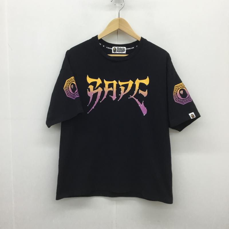アベイシングエイプ A BATHING APE Tシャツ 半袖 MASTER　オブ　BAPE　ラインストーン FREE プリント X ロゴ、文字 X キャラクター 黒 / ブラック /  メンズ USED 古着 中古 10092984