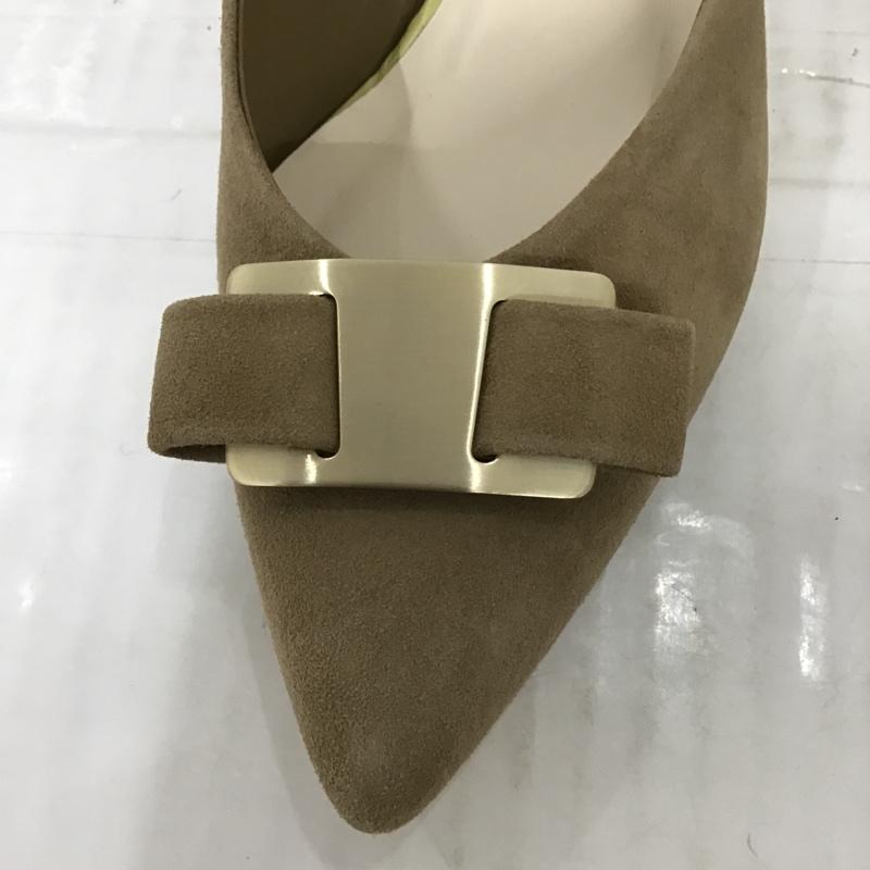 オデットエオディール Odette e Odile パンプス パンプス 4511-229-2763-2350 メタルプレートリボン 23.5cm 箱有 23.5cm 無地 ベージュ / ベージュ / X 金 / ゴールド /  レディース USED 古着 中古 10092992