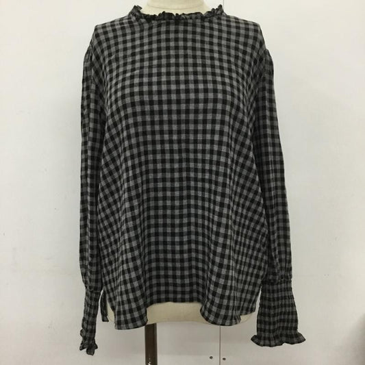 ザラ ZARA カットソー 長袖 9479 257 802 襟フリル M チェック 黒 / ブラック / X 灰 / グレー /  レディース USED 古着 中古 10093026