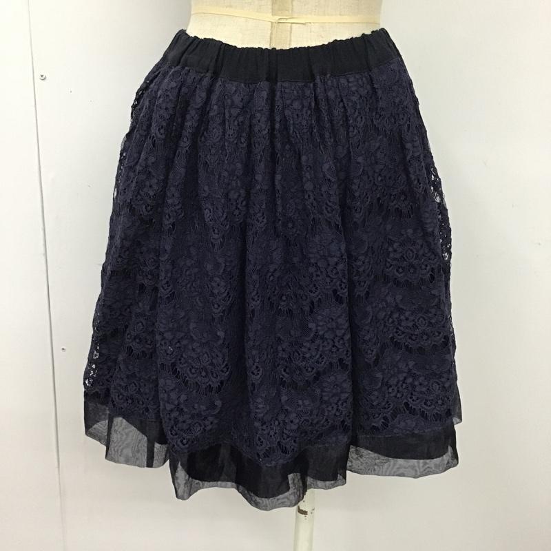 ジルスチュアート JILLSTUART スカート ひざ丈スカート 092-120067 リバーシブル 2 レース柄 紺 / ネイビー /  レディース USED 古着 中古 10093113