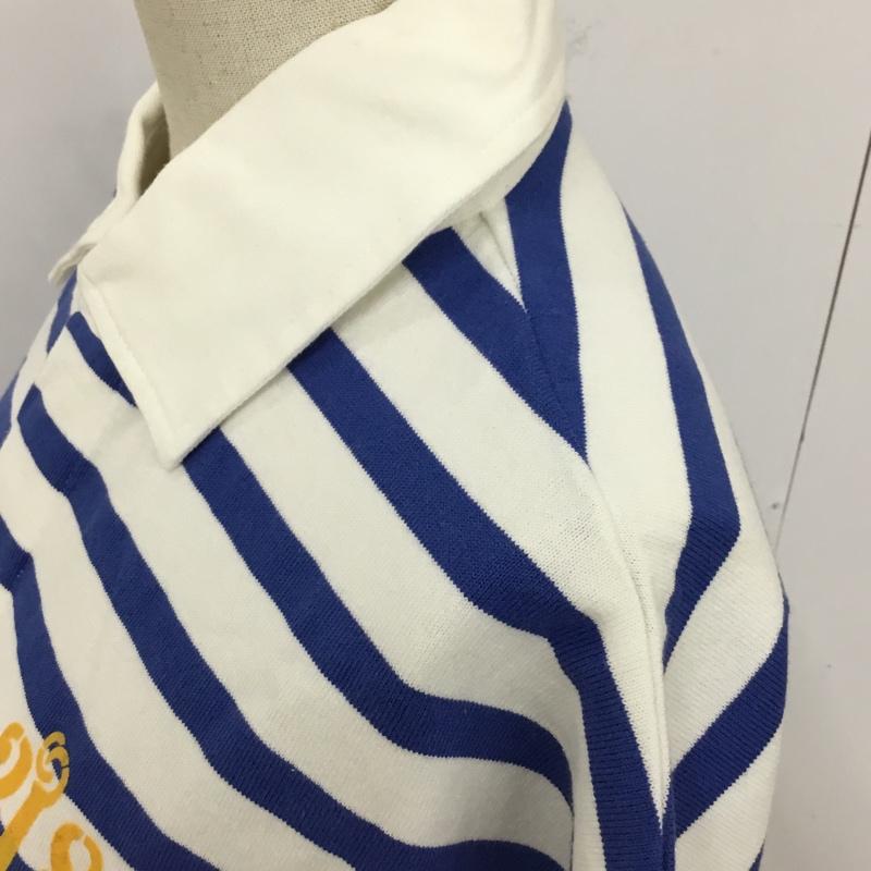 チャンピオン Champion ワンピース ひざ丈スカート ボーダーワンピース 襟付きワンピース ロングワンピース M ボーダー柄 白 / ホワイト / X 青 / ブルー /  レディース USED 古着 中古 10093144