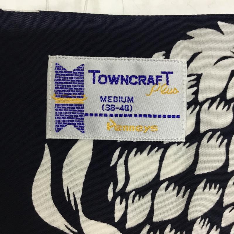 タウンクラフト TOWNCRAFT シャツ、ブラウス 半袖 ノーカラー Vネック パイナップル アロハシャツ M 総柄 紺 / ネイビー / X 白 / ホワイト /  メンズ USED 古着 中古 10093520