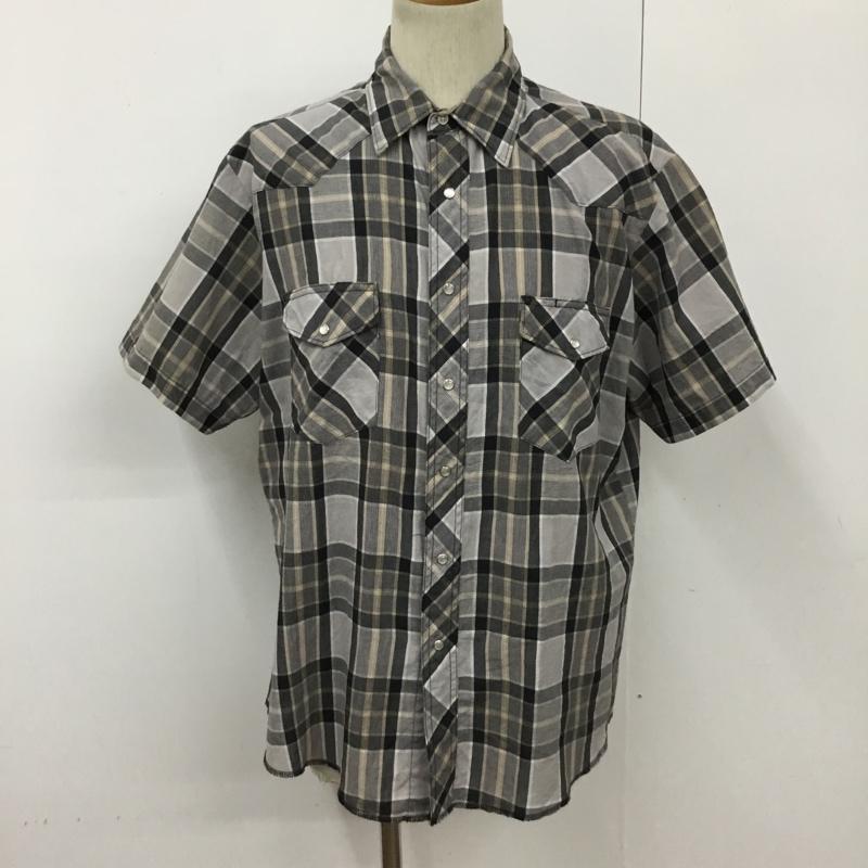 ラングラー Wrangler シャツ、ブラウス 半袖 ウエスタンシャツ チェック 灰 / グレー / X ベージュ / ベージュ / X 黒 / ブラック /  メンズ USED 古着 中古 10093606