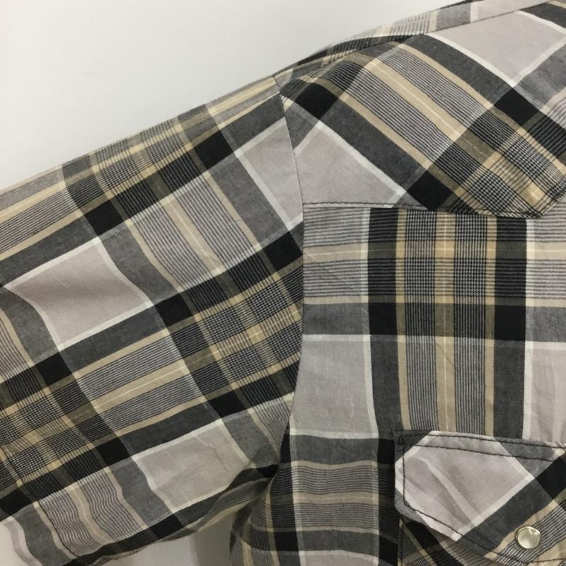 ラングラー Wrangler シャツ、ブラウス 半袖 ウエスタンシャツ チェック 灰 / グレー / X ベージュ / ベージュ / X 黒 / ブラック /  メンズ USED 古着 中古 10093606