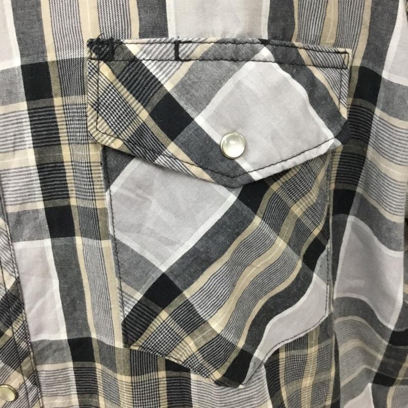 ラングラー Wrangler シャツ、ブラウス 半袖 ウエスタンシャツ チェック 灰 / グレー / X ベージュ / ベージュ / X 黒 / ブラック /  メンズ USED 古着 中古 10093606